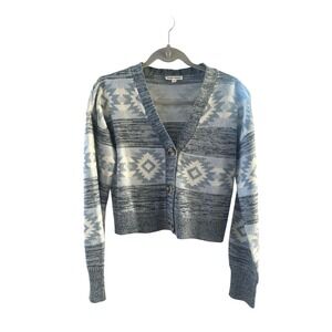 Derek‎ Heart Blue Cropped Cardigan Aztec Western Print Winter Boho Large